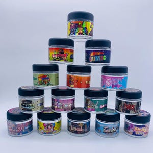 Custom Made empty  2 OZ Glass jar with sticker label Holographic Packaging