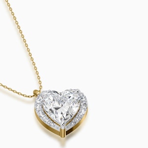 Heart Pendant, Diamond Pendant, Moissanite Pendant, Anniversary Gift For Wife, Love Gift, Yellow Gold Pendant, 18k/14k/10k Gold Pendant