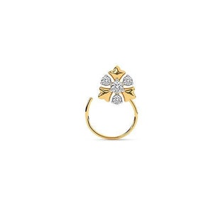 Spilla da naso con diamante Moissanite: design floreale in oro giallo 14k