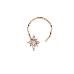 Piercing al naso con stella di moissanite: piercing abbagliante in oro 18k