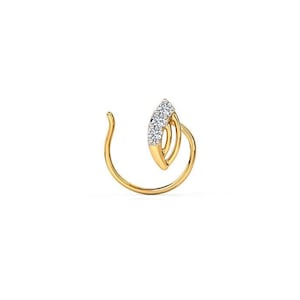 Moissanite Diamond Nose Pin: 14k Gold Nose Wire