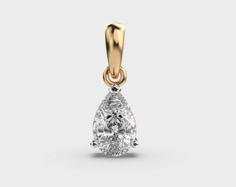 1.5 Ct Pear Cut Moissanite Pendant: Handmade Gold Solitaire