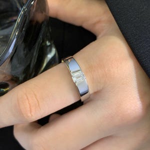 Emerald Cut Moissanite Men&#39;s Wedding Ring: Solid Gold or Sterling Silver