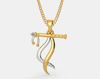 Colgante de oro Shree Krishna con diamantes y moissanita: joyería religiosa