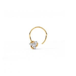 Perno da naso in oro 18 carati con diamante Moissanite: design floreale