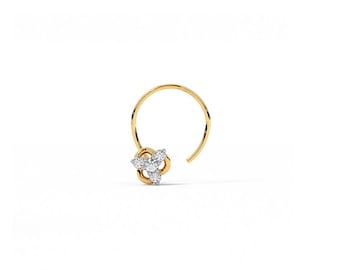 Moissanit Diamant 18k Guld Näsnål, Blomsterdesign Smycken, Diamantkollektioner för Damer