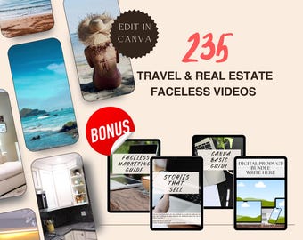 235 Travel and Real Estate Faceless Reels Videos Master Resell Rights & PLR Faceless Marketing Guide PLR Digital Products Instagram Reels