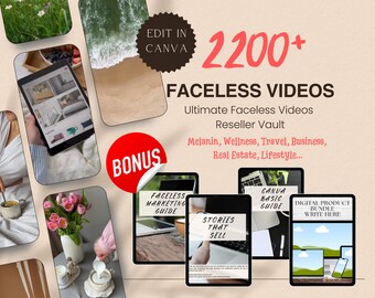 2200+ Faceless Reels Videos Master Resell Rights & PLR Faceless Marketing Guide MRR PLR Digital Products Instagram Reels Videos Sell on Etsy