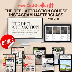 The Reel Attraction Masterclass Instagram mini course instagram hooks and captions done for you MRR course PLR course Instagram Masterclass