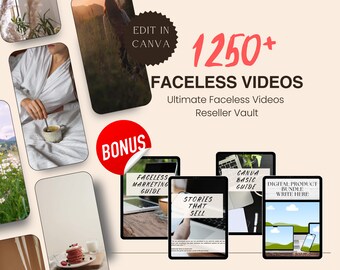 1250 Faceless Reels Videos Master Resell Rights & PLR Faceless Marketing Guide MRR PLR Digital Products Instagram Reels Videos Sell on Etsy