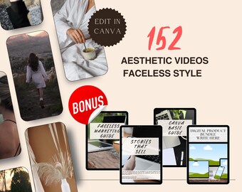 152 Aesthetic Faceless Reels Videos Master Resell Rights & PLR Faceless Marketing Guide MRR PLR Digital Products Instagram Reels Videos