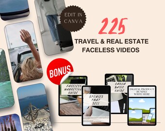 225+ Travel and Real Estate Faceless Reels Videos Master Resell Rights & PLR Faceless Marketing Guide PLR Digital Products Instagram Reels