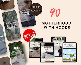 90 Motherhood With Hooks Reels Videos Master Resell Rights & PLR Faceless Marketing Guide MRR PLR Digital Products Instagram Reels