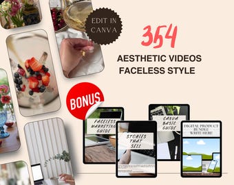 354 Aesthetic Faceless Reels Videos Master Resell Rights & PLR Faceless Marketing Guide MRR PLR Digital Products Instagram Reels Videos