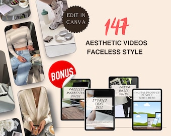 147 Aesthetic Faceless Reels Videos Master Resell Rights & PLR Faceless Marketing Guide MRR PLR Digital Products Instagram Reels Videos