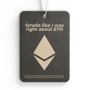 Ethereum ETH Car Air Freshener, Perfect Stocking Stuffer and Crypto Gift, Festive Christmas Present in Pine, New Car & Black Ice Scents