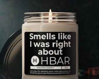 HBAR Hedera Scented Soy Candle 9 oz Jar - Smells Like I Was Right About HBAR, Perfect for Relaxation, Gift for Crypto Enthusiasts,Home Decor
