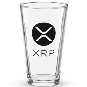 XRP Ripple Shaker Pint Glass 16oz 473ml featuring BLACK Logo, Mixing Glass, Cocktail Glass,Drinkware,Beer Glass,Gift for XRP Fans,Xrp Merch