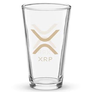 XRP Ripple Shaker Pint Glass 16oz 473ml featuring GOLDEN Logo, Mixing Glass, Cocktail Glass,Drinkware,Beer Glass,Gift for XRP Fans,Xrp Merch
