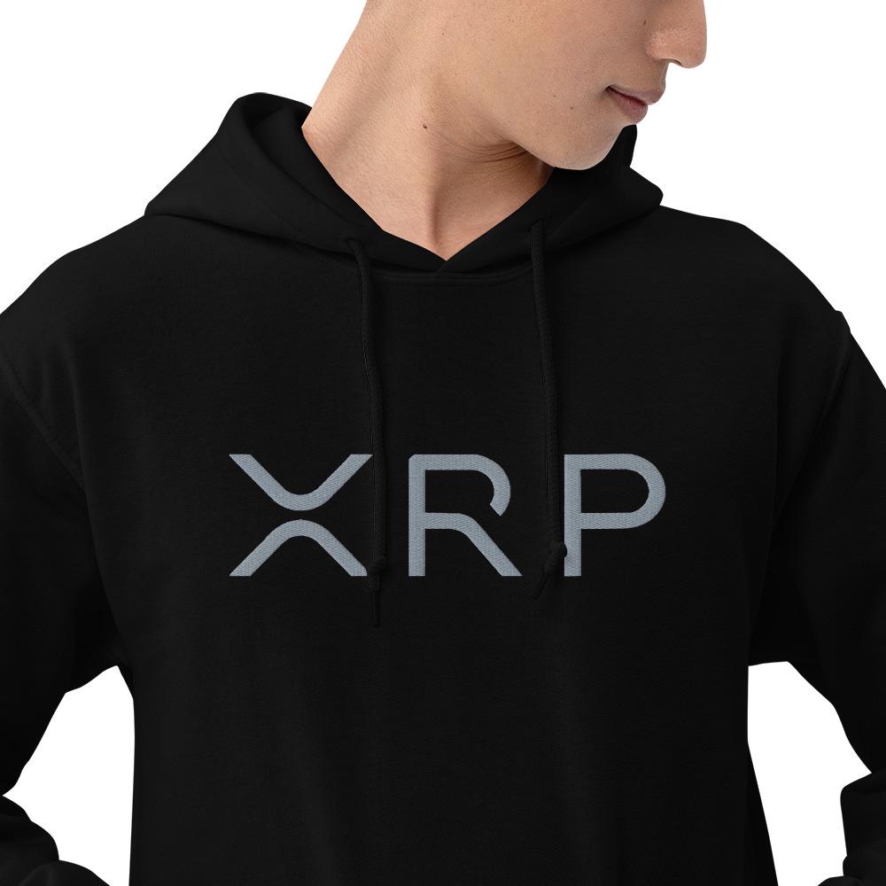 XRPリップルパーカー、シルバーロゴ刺繍入り - ブラック、ネイビー、グレー、ホワイト - レギュラーフィット -  ユニセックス、XRPプルオーバー、XRPファンへのギフト、男性へのギフト