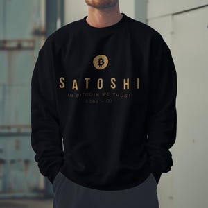 Satoshi Btc Bitcoin Sweatshirt, Black & Navy, Bitcoin Clothing, Bitcoin Apparel, Bitcoin Merch, Bitcoin Gift, Btc Sweater,Satoshi Btc Shirt