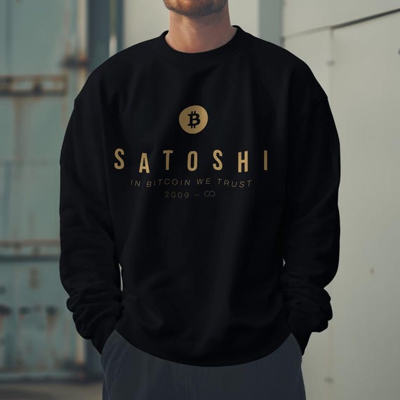 Satoshi Btc Bitcoin Sweatshirt, Black & Navy, Bitcoin Clothing, Bitcoin Apparel, Bitcoin Merch, Bitcoin Gift, Btc Sweater,Satoshi Btc Shirt