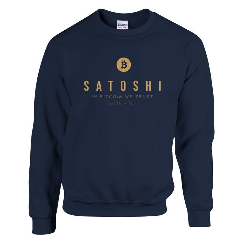Satoshi Btc Bitcoin Sweatshirt, Black & Navy, Bitcoin Clothing, Bitcoin Apparel, Bitcoin Merch, Bitcoin Gift, Btc Sweater,Satoshi Btc Shirt