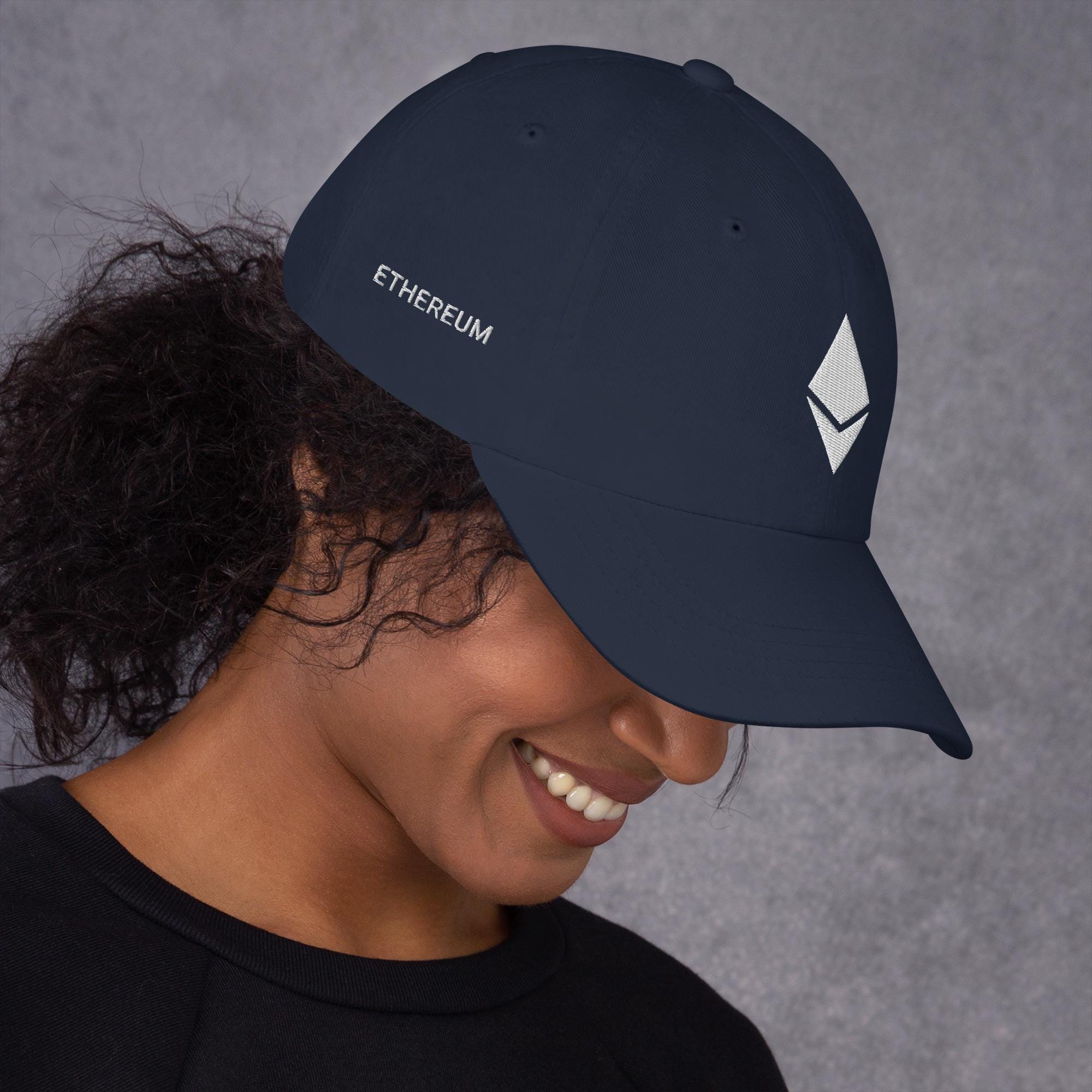 Ethereum Cap WHITE Logo Embroidery - Black,navy,grey Colors, Xrp Cap,  Baseball Cap, Flexfit Hat,ethereum Merch,crypto Gift, Gift for Him - Etsy