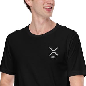 Embroidered XRP Ripple T-Shirt, Black & Navy, WHITE Embroidery Xrp Clothing, Xrp Apparel, XRP Merch, Xrp Ripple Gift, Xrp Shirt, Xrp Tee