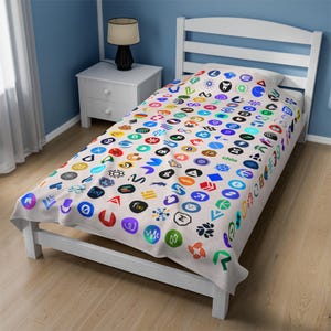 Cashmere Colored Crypto Blanket 198 popular Cryptocurrency Logos, Crypto Bed Throw, Velveteen Plush Blanket, Home Decor, Bitcoin Crypto Gift