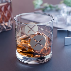 XRP Ripple Rocks Glass, 10oz - Crypto Drinkware, Whiskey Glass, Bar Accessories, Unique Gift, Gift for Him, Xrp Merch, Xrp Design, Xrp Gift