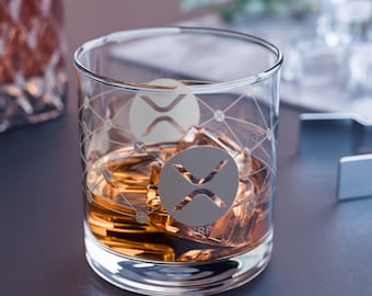 XRP Ripple Rocks Glass, 10oz - Crypto Drinkware, Whiskey Glass, Bar Accessories, Unique Gift, Gift for Him, Xrp Merch, Xrp Design, Xrp Gift