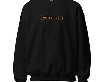 Bitcoin Halving Equation Sweatshirt with Orange Print - Crypto Trader Gift, BTC Graphic Pullover