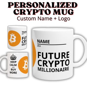 PERSONALIZED FUN Bitcoin Mug, Custom Name & Crypto Logo, Perfect Gift for Crypto Lovers, Customizable Crypto Mug,Bitcoin Merch,Xrp Mug Merch