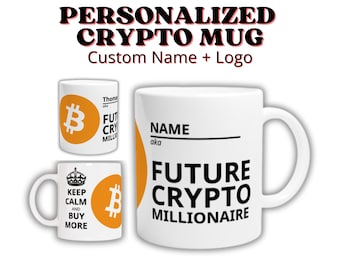PERSONALIZED FUN Bitcoin Mug, Custom Name & Crypto Logo, Perfect Gift for Crypto Lovers, Customizable Crypto Mug,Bitcoin Merch,Xrp Mug Merch