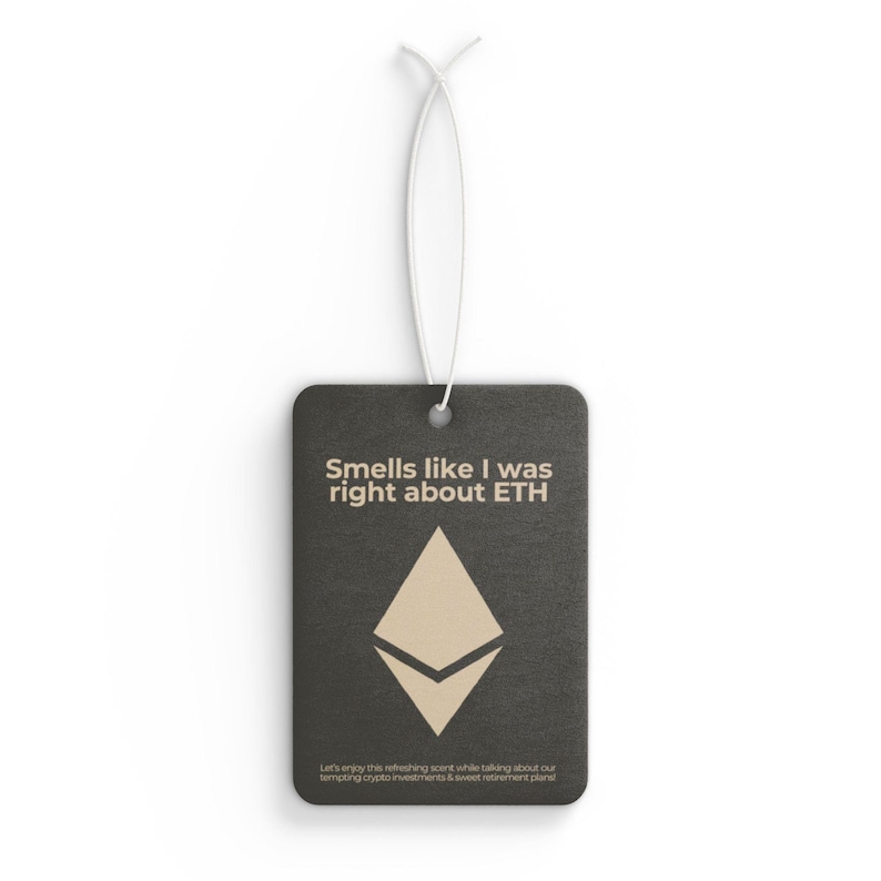 Ethereum ETH Car Air Freshener, Perfect Stocking Stuffer and Crypto Gift, Festive Christmas Present in Pine, New Car & Black Ice Scents