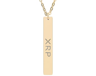 Vertical Bar Necklace, XRP Ripple Engraved Jewelry for Cryptocurrency Enthusiasts, Trendsetters, Men, Women - Birthday, Anniversary, Holiday