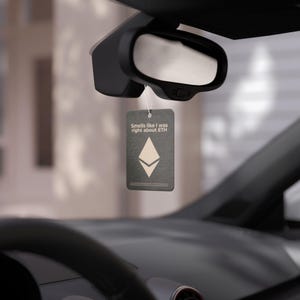 Ethereum ETH Car Air Freshener, Perfect Stocking Stuffer and Crypto Gift, Festive Christmas Present in Pine, New Car & Black Ice Scents