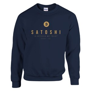 Satoshi Btc Bitcoin Sweatshirt, Black & Navy, Bitcoin Clothing, Bitcoin Apparel, Bitcoin Merch, Bitcoin Gift, Btc Sweater,Satoshi Btc Shirt