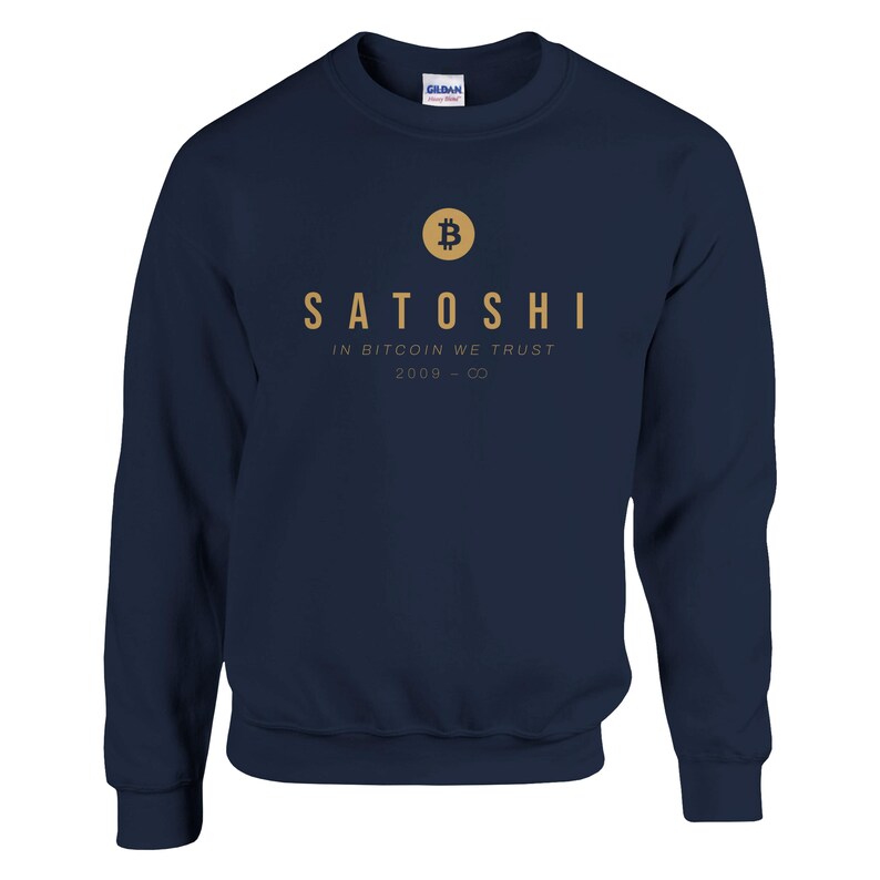 Satoshi Btc Bitcoin Sweatshirt, Black & Navy, Bitcoin Clothing, Bitcoin Apparel, Bitcoin Merch, Bitcoin Gift, Btc Sweater,Satoshi Btc Shirt