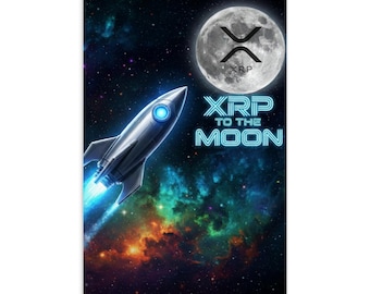 XRP Gift Card, Greeting Card for XRP Ripple Enthusiasts, XRP Ripple Merch, Moon Design, Xrp To The Moon Postcard
