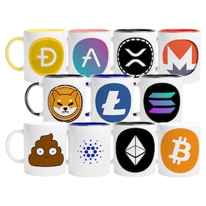 PERSONALIZED Crypto Mug, Custom Bitcoin Mug, Custom Crypto Mug: Bitcoin, Ethereum, Dogecoin,Shiba Inu, Ripple XRP Crypto Gift