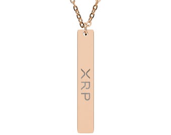 Vertical Bar Necklace, XRP Ripple Engraved Jewelry for Cryptocurrency Enthusiasts, Trendsetters, Men, Women - Birthday, Anniversary, Holiday