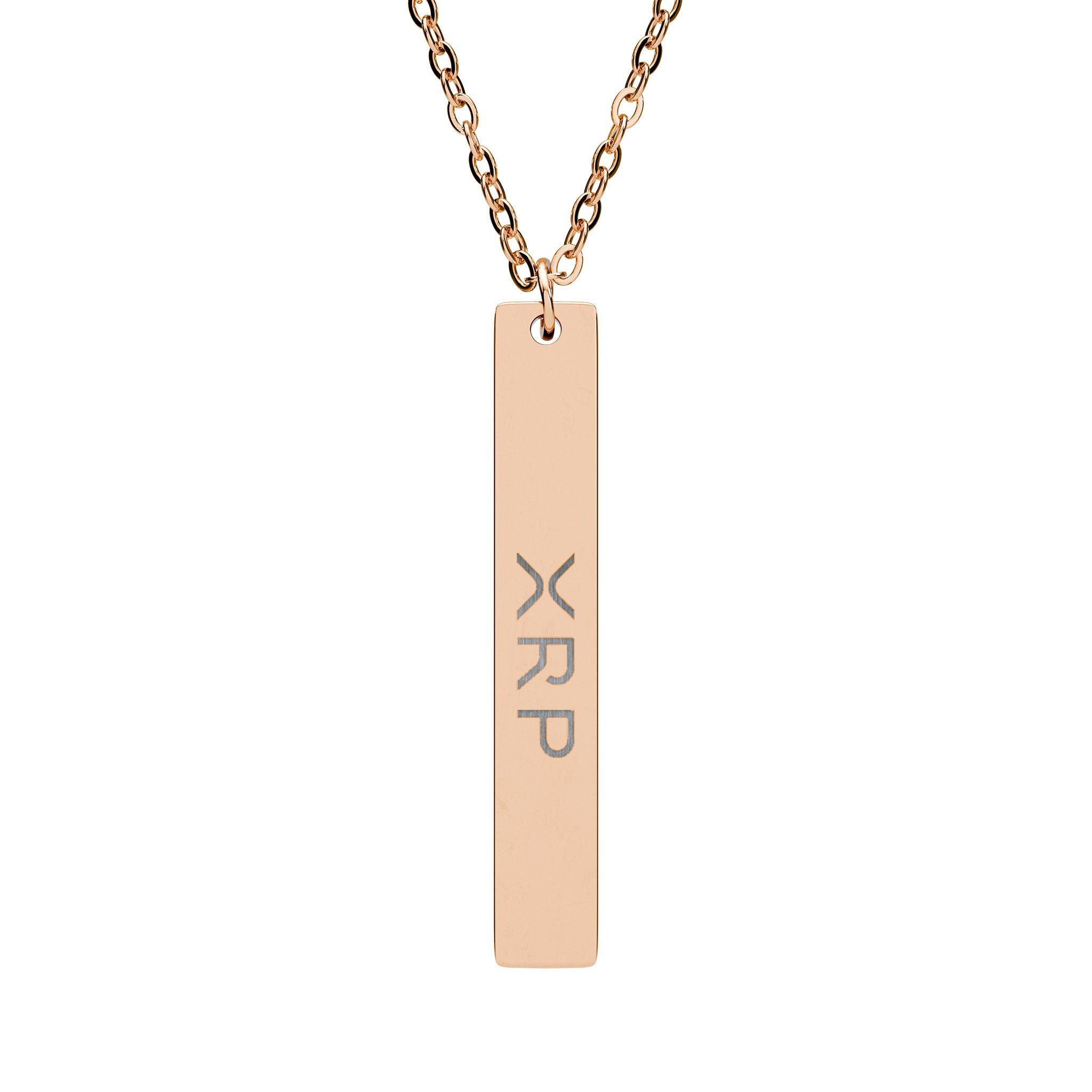 Vertical Bar Necklace, XRP Ripple Engraved Jewelry for