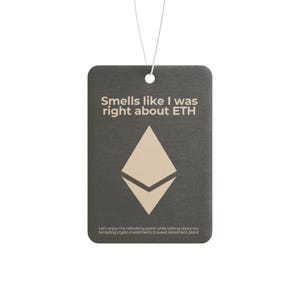 Ethereum ETH Car Air Freshener, Perfect Stocking Stuffer and Crypto Gift, Festive Christmas Present in Pine, New Car & Black Ice Scents