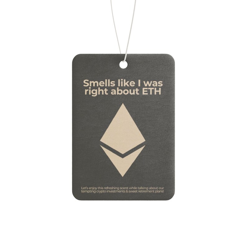 Ethereum ETH Car Air Freshener, Perfect Stocking Stuffer and Crypto Gift, Festive Christmas Present in Pine, New Car & Black Ice Scents
