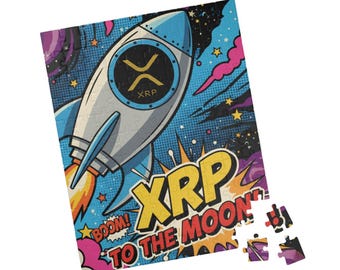 XRP To The Moon rocket Puzzle, Cryptocurrency comic-style jigsaw, XRP Ripple Merch, Gift for Him, Xrp Wall Decor,Unique XRP Gift,Crypto Gift
