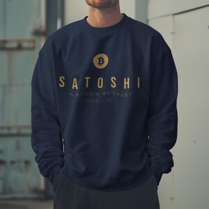 Satoshi Btc Bitcoin Sweatshirt, Black & Navy, Bitcoin Clothing, Bitcoin Apparel, Bitcoin Merch, Bitcoin Gift, Btc Sweater,Satoshi Btc Shirt