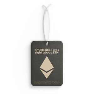 Ethereum ETH Car Air Freshener, Perfect Stocking Stuffer and Crypto Gift, Festive Christmas Present in Pine, New Car & Black Ice Scents