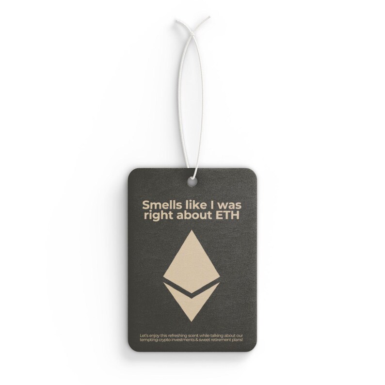 Ethereum ETH Car Air Freshener, Perfect Stocking Stuffer and Crypto Gift, Festive Christmas Present in Pine, New Car & Black Ice Scents